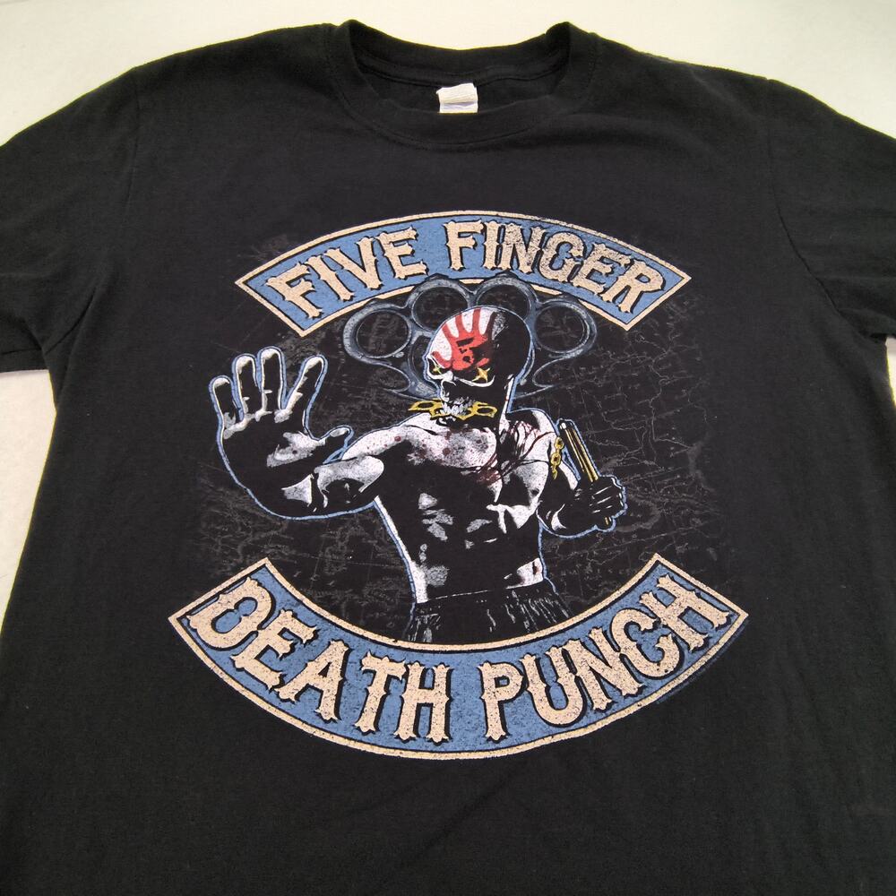 Five Finger Death Punch Band Short Sleeve Crew Neck T Shirt Mens Size L Black